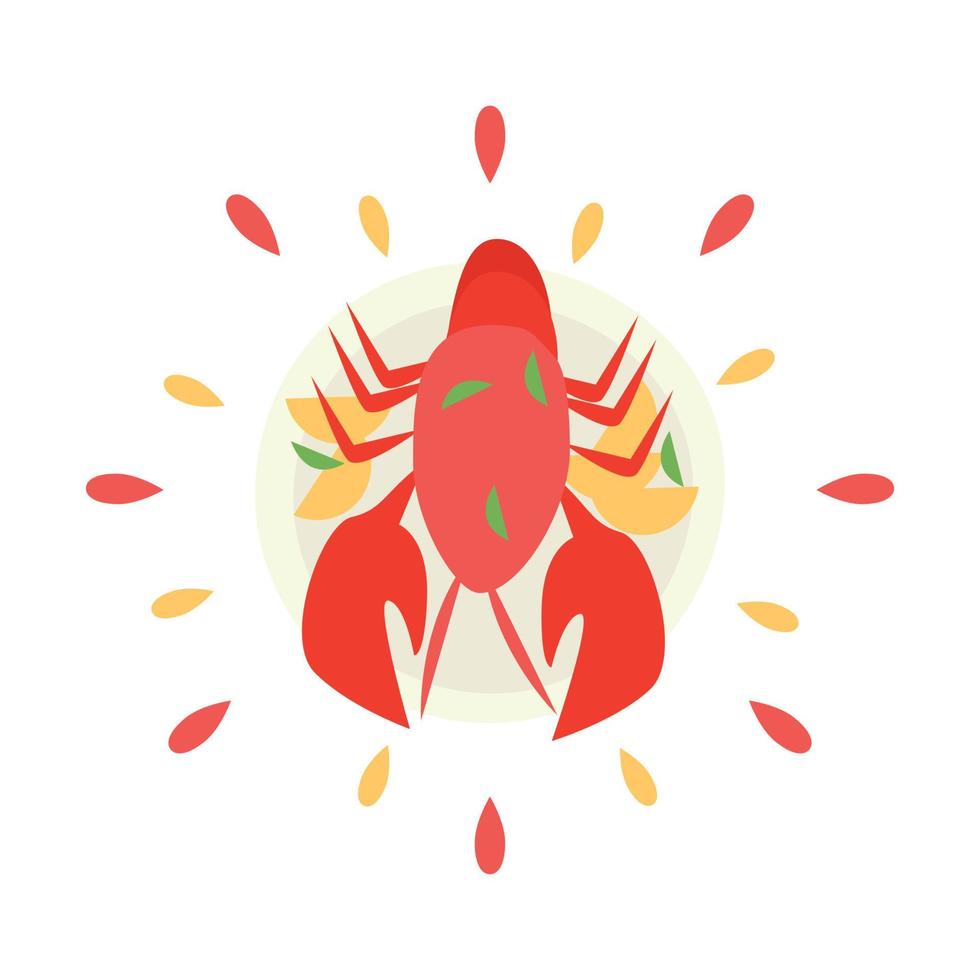 abstrakte saftige Krabben-Symbol mit Spritzern auf weißem Hintergrund - Vektor