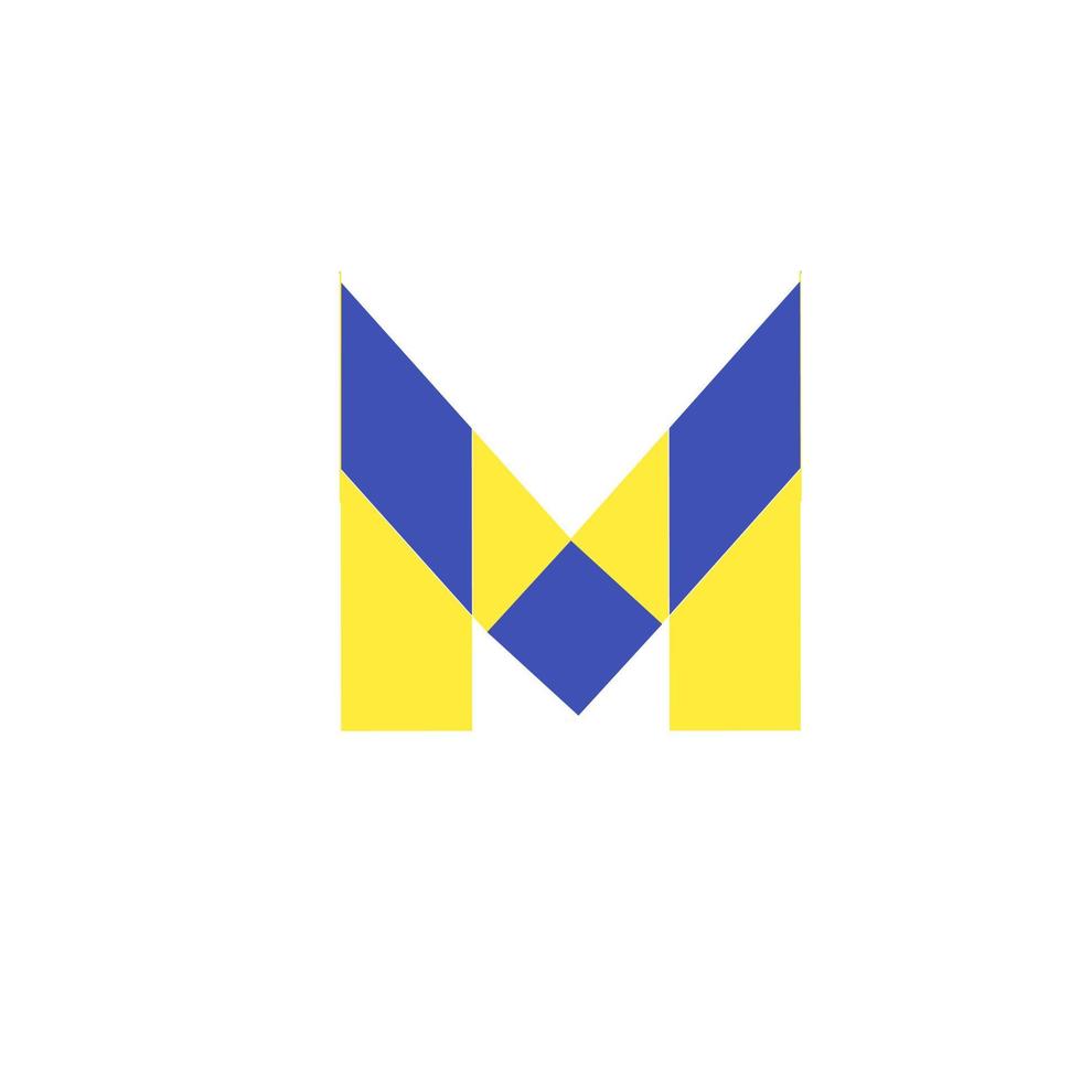 ein m-logo in gelb und blau auf weißem hintergrund vektor