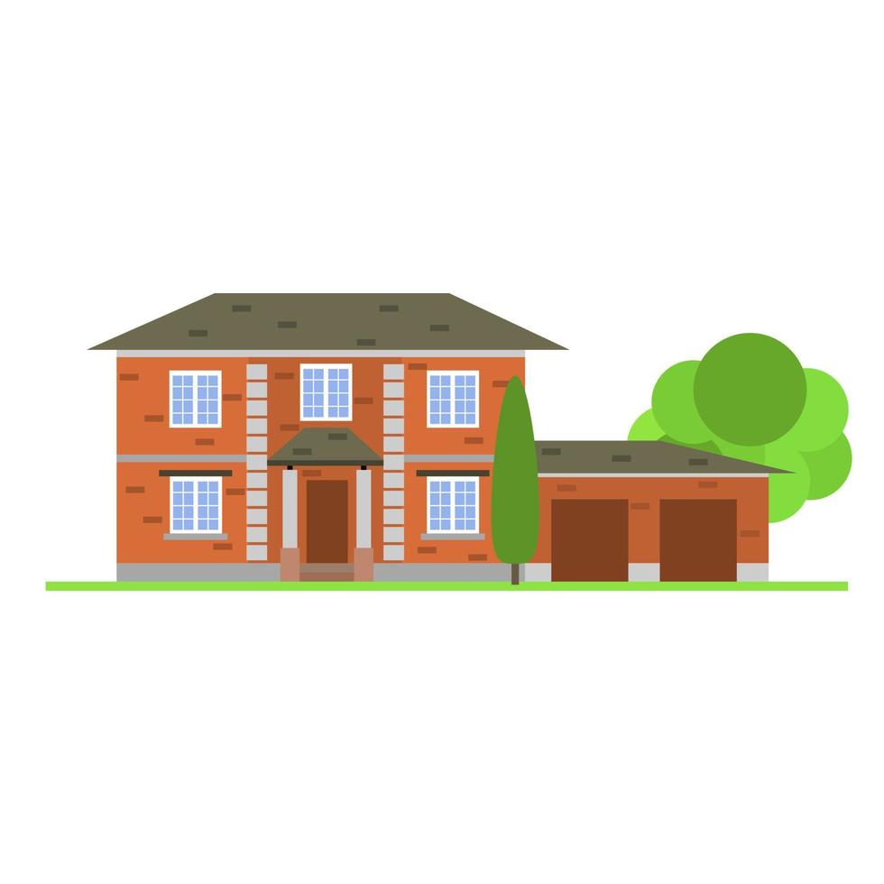 Landhaus, Landhaus oder Privathaus. Wohneigentum isoliert auf weißem Hintergrund. vektor