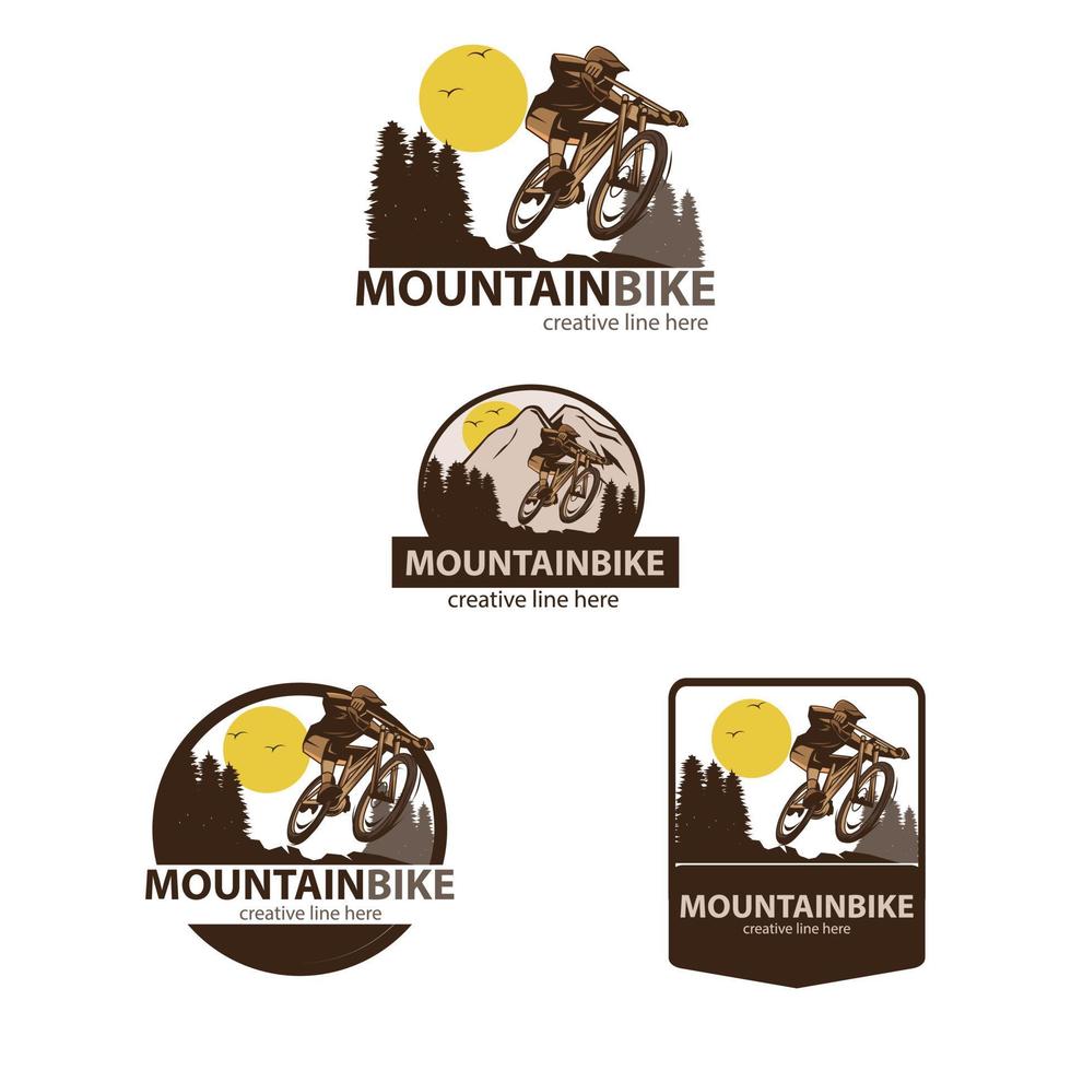 Mountainbike logotyp set vektor