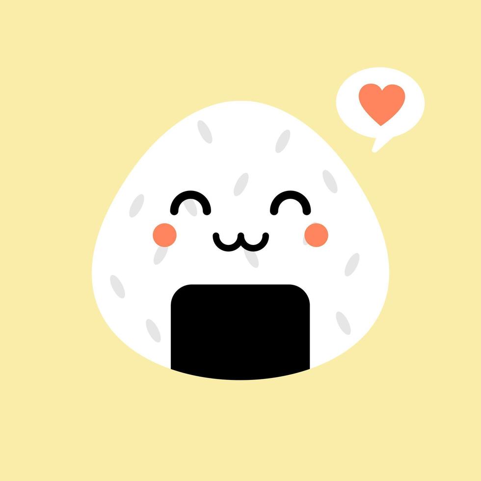 Vektor-Illustration. Onigiri süßes und kawaii Charakter-Logo-Design. japanische Reisbällchen. vektor