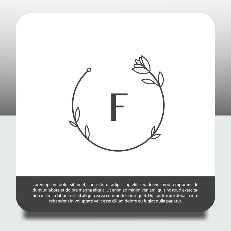 logotyp formgivningsmall, med handritad vacker växtikon vektor