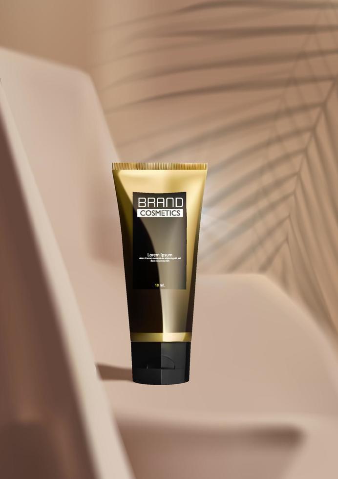 naturlig hudvårdande skönhetsprodukt på brunt sidentyg vikt bakgrund. annons för kosmetiska produkter, annons för lyxig hudvård vektor