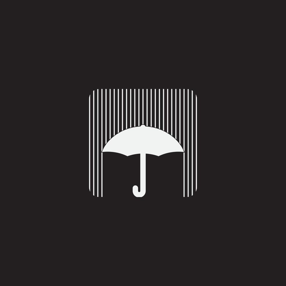 Regenschirmregen-Vektordesign lokalisiert im schwarzen Hintergrund. vektor