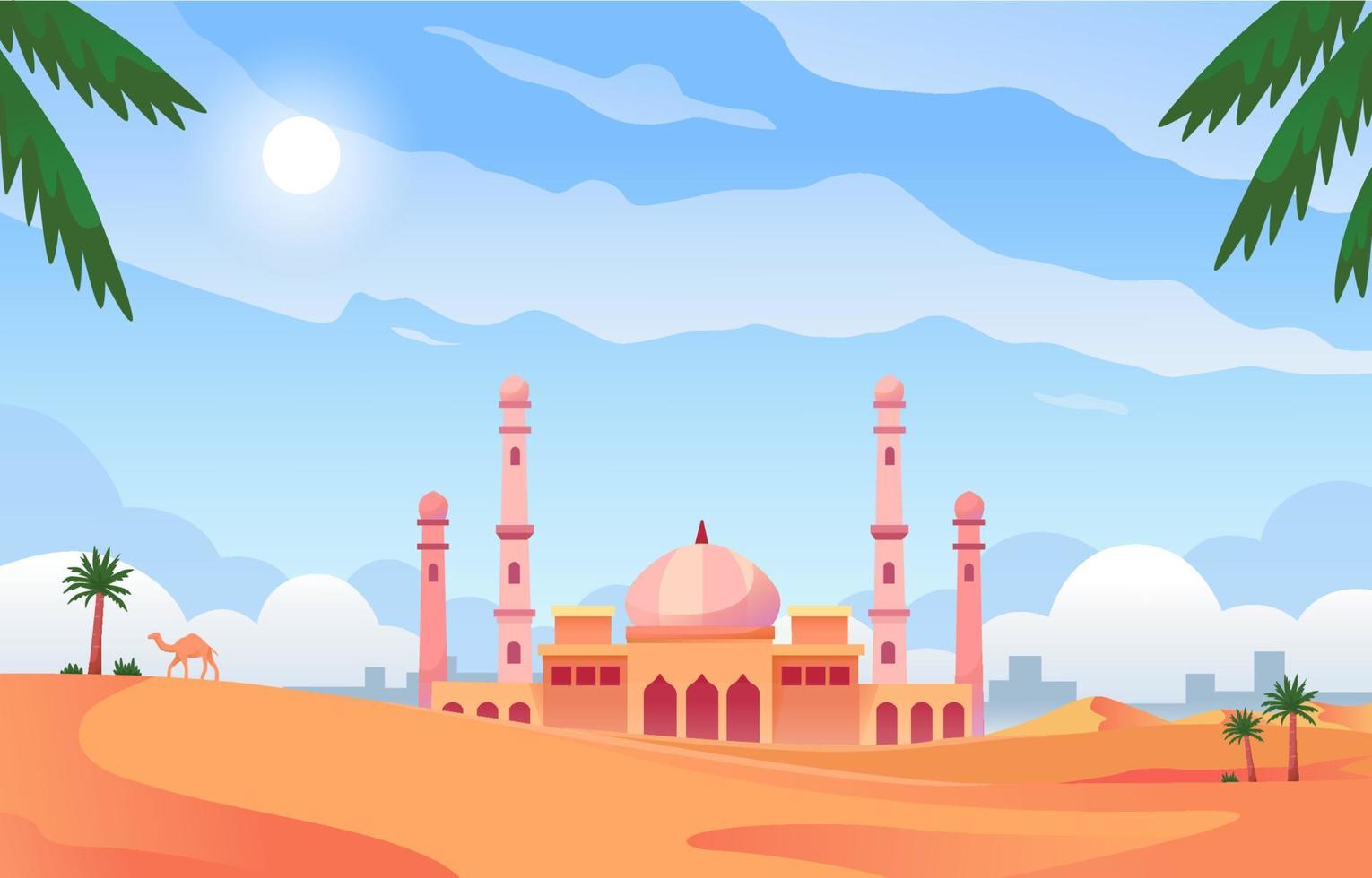 Wüsten- und Moscheenhintergrund vektor