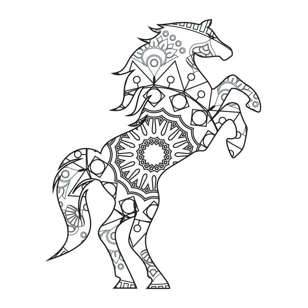 mandala häst målarbok vektor