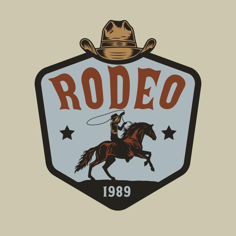 cowboys vilda västern rodeo vintage märke vektor