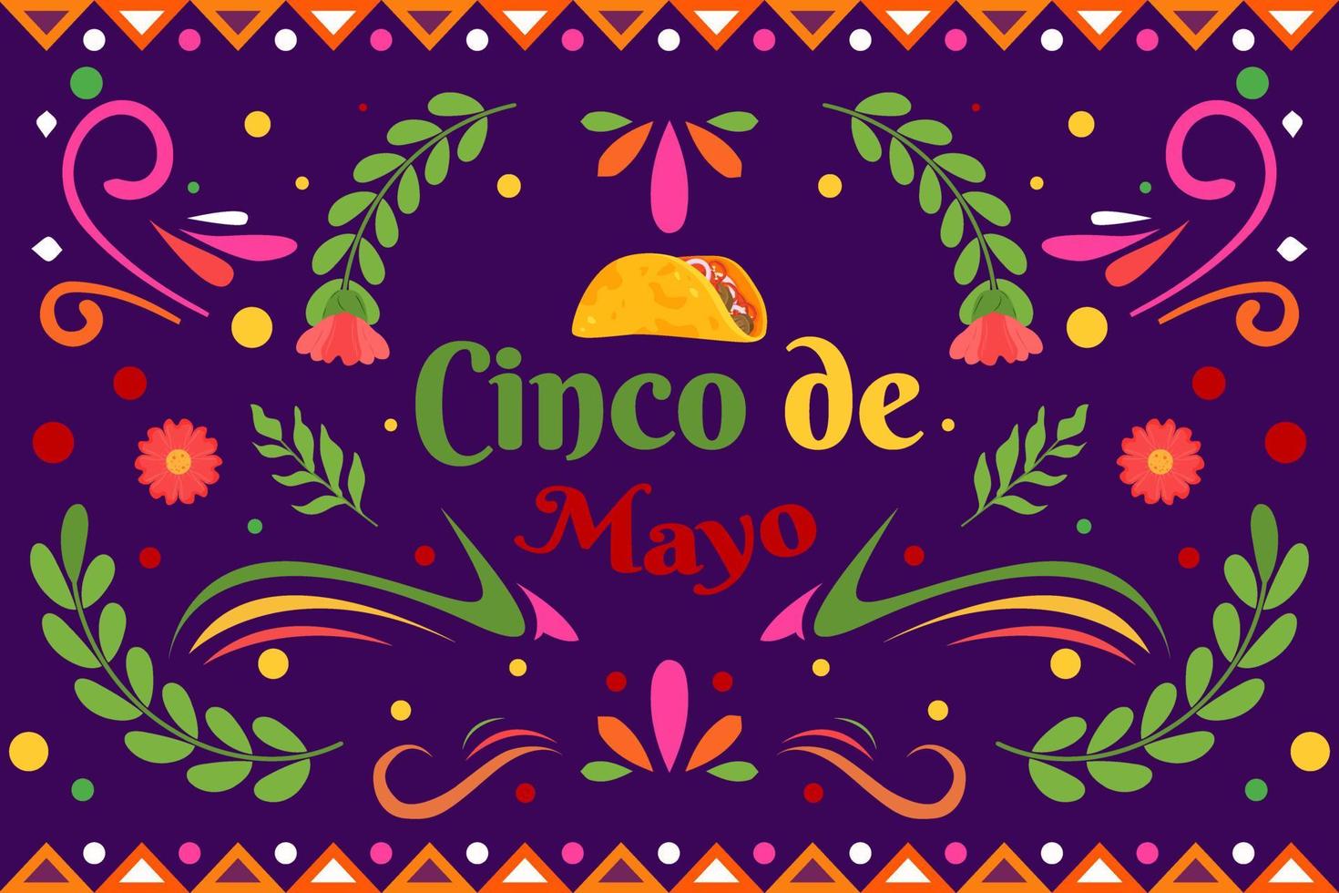 flacher cinco de mayo mexikanischer feiertagshintergrund vektor