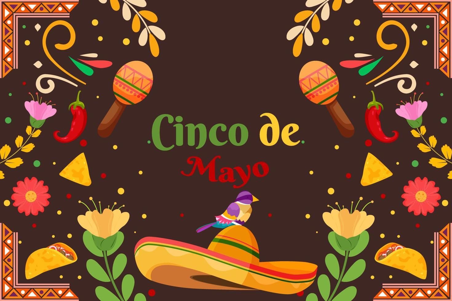 flacher cinco de mayo feierhintergrund vektor