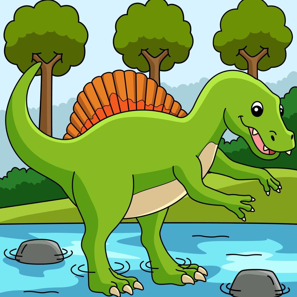 spinosaurus dinosaurier farbige karikaturillustration vektor