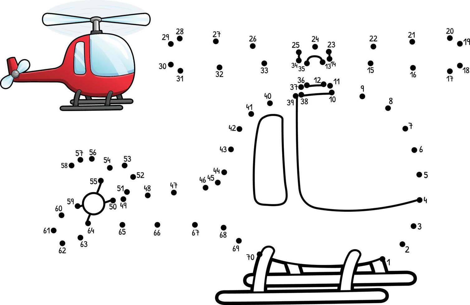 Punkt-zu-Punkt-Hubschrauber isoliert Malvorlagen vektor