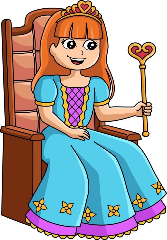 kronprinsessan tecknad färgad clipart vektor