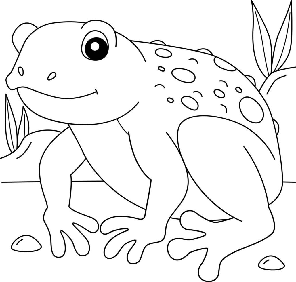 Stock-Kröte-Frosch-Tier-Malseite für Kinder vektor