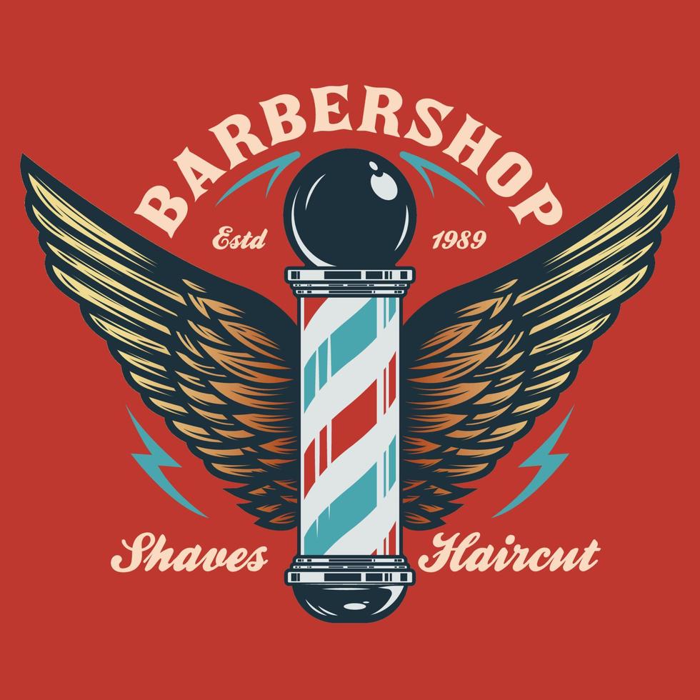 barbershop stolpe med vingar vektor