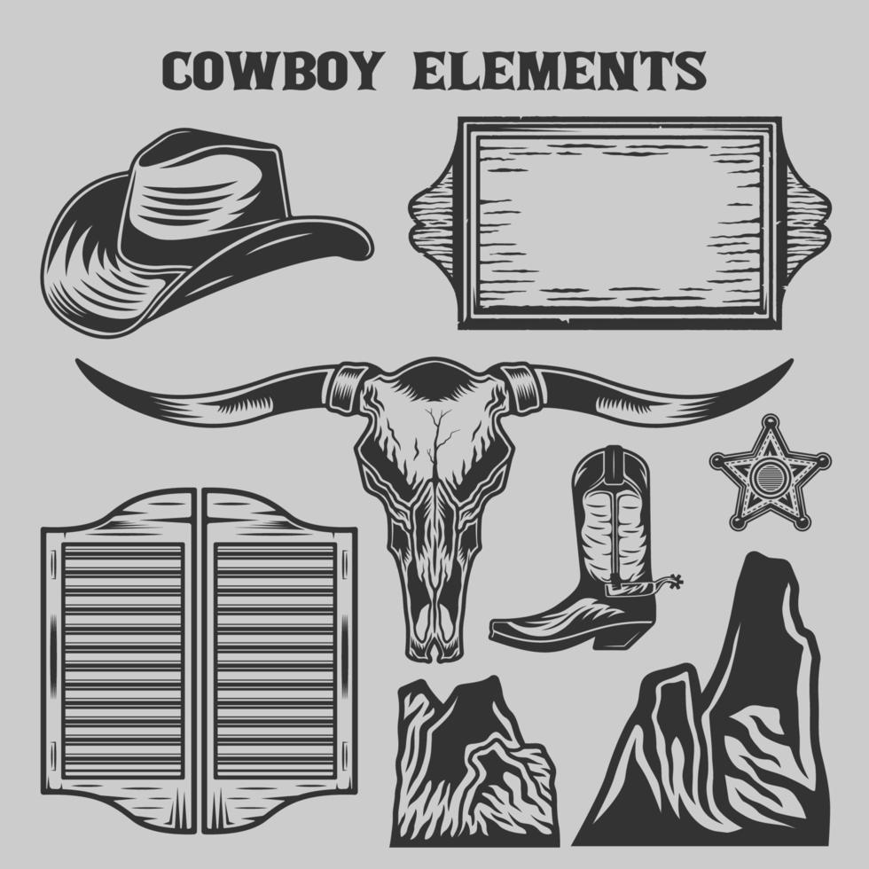 vilda västern cowboys element vektor