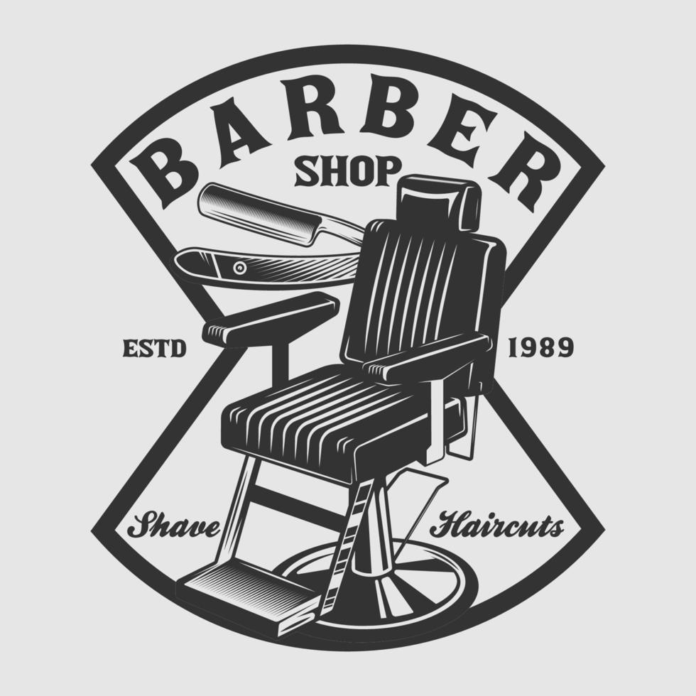 vintage frisörstol emblem vektor