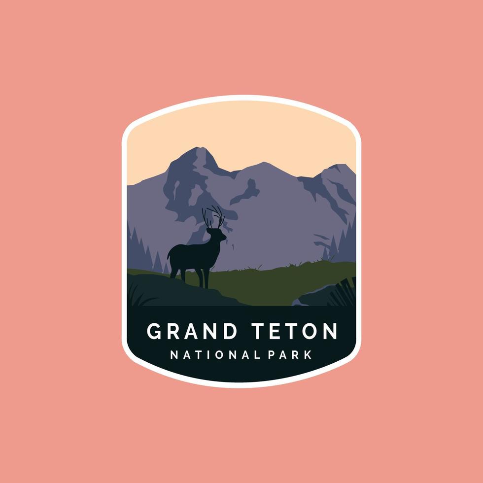 grand teton nationalpark emblem patch logotyp illustration vektor