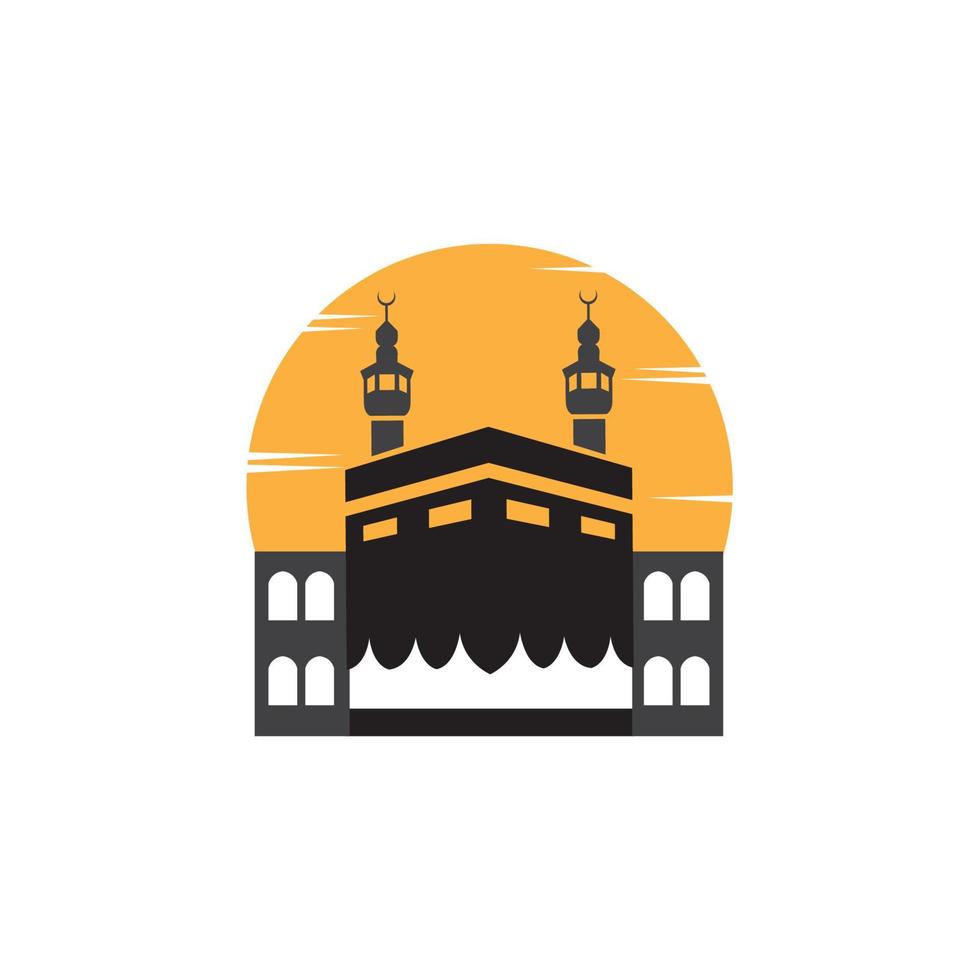 kaaba in mekka für hajj und umrah logo design vektor symbol illustration grafik kreative idee