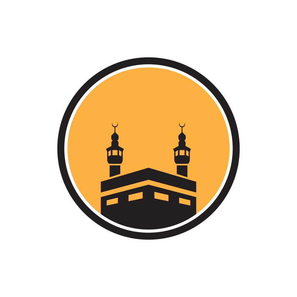 mecka resor logotyp islamiska kaaba vektor ikon symbol illustration design