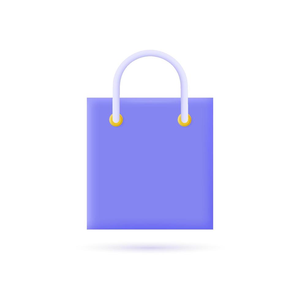 3D-Einkaufstasche-Symbol im Cartoon-Stil. vektor