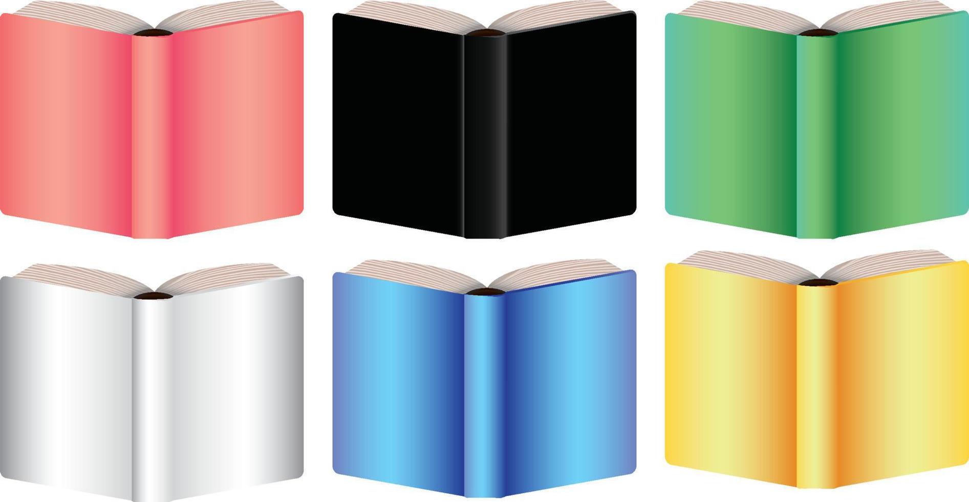 stehende offene Bücher mit verschiedenen Farben vektor