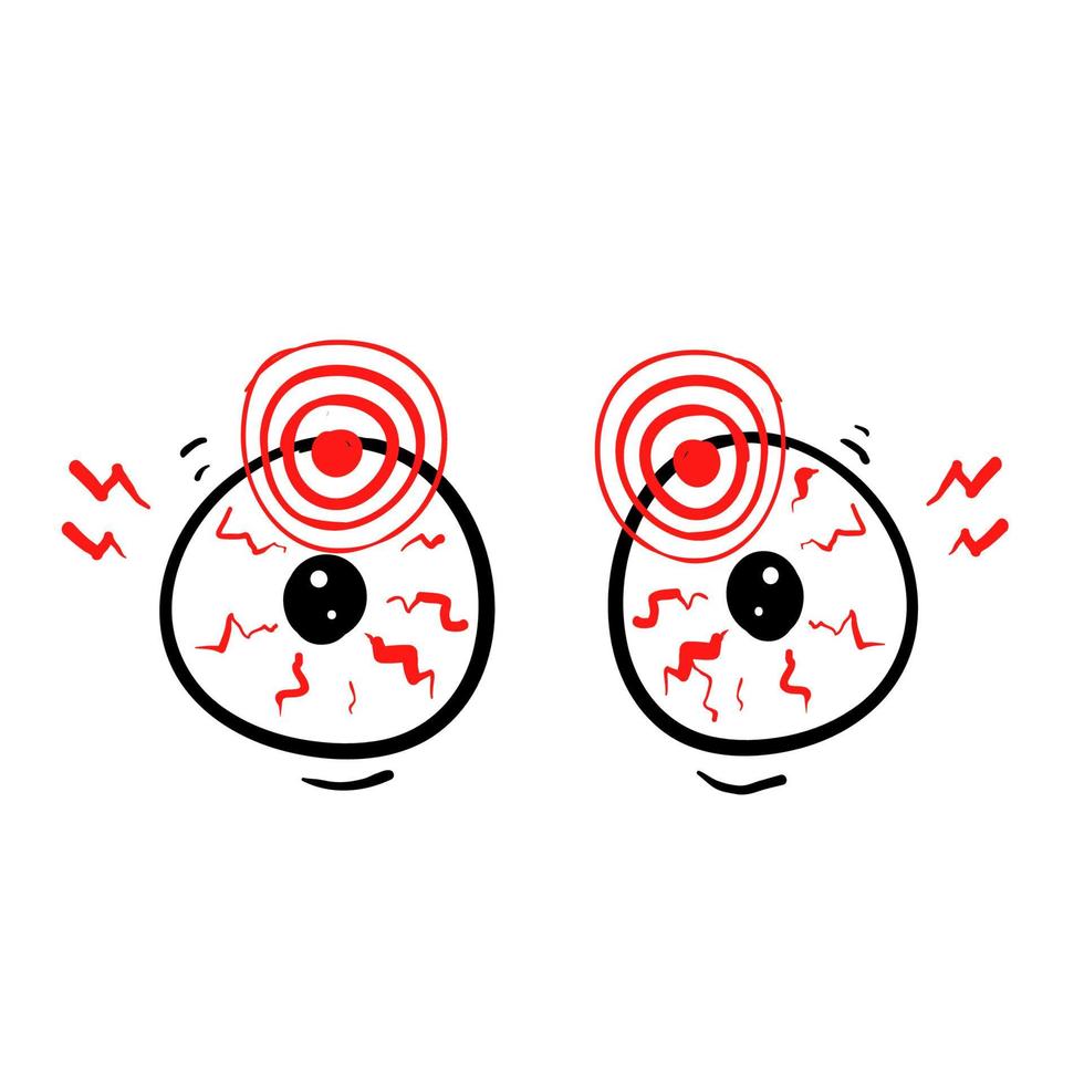 handritad doodle ögonsmärta ikon illustration vektor isolerade