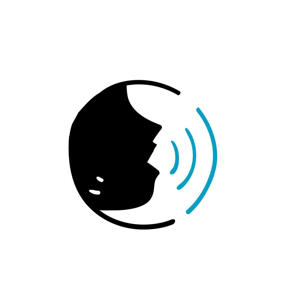 handritad doodle mänsklig röst symbol för röstkommando tecken illustration vektor isolerade