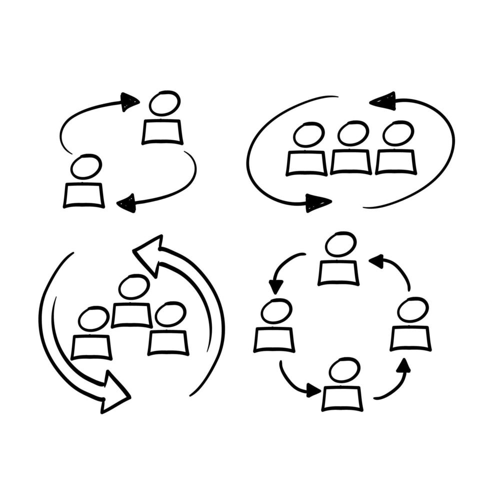 hand gezeichneter gekritzel-personaländerungslinien-ikonen-illustrationsvektor vektor