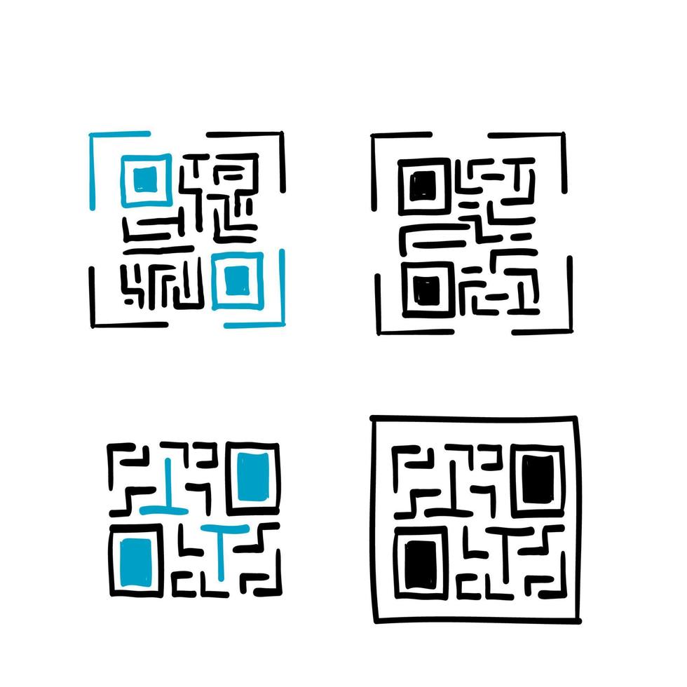 handritad doodle scan qr-kod illustration vektor isolerade bakgrund