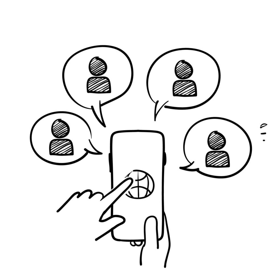handritad doodle online möte konversation ikon illustration vektor