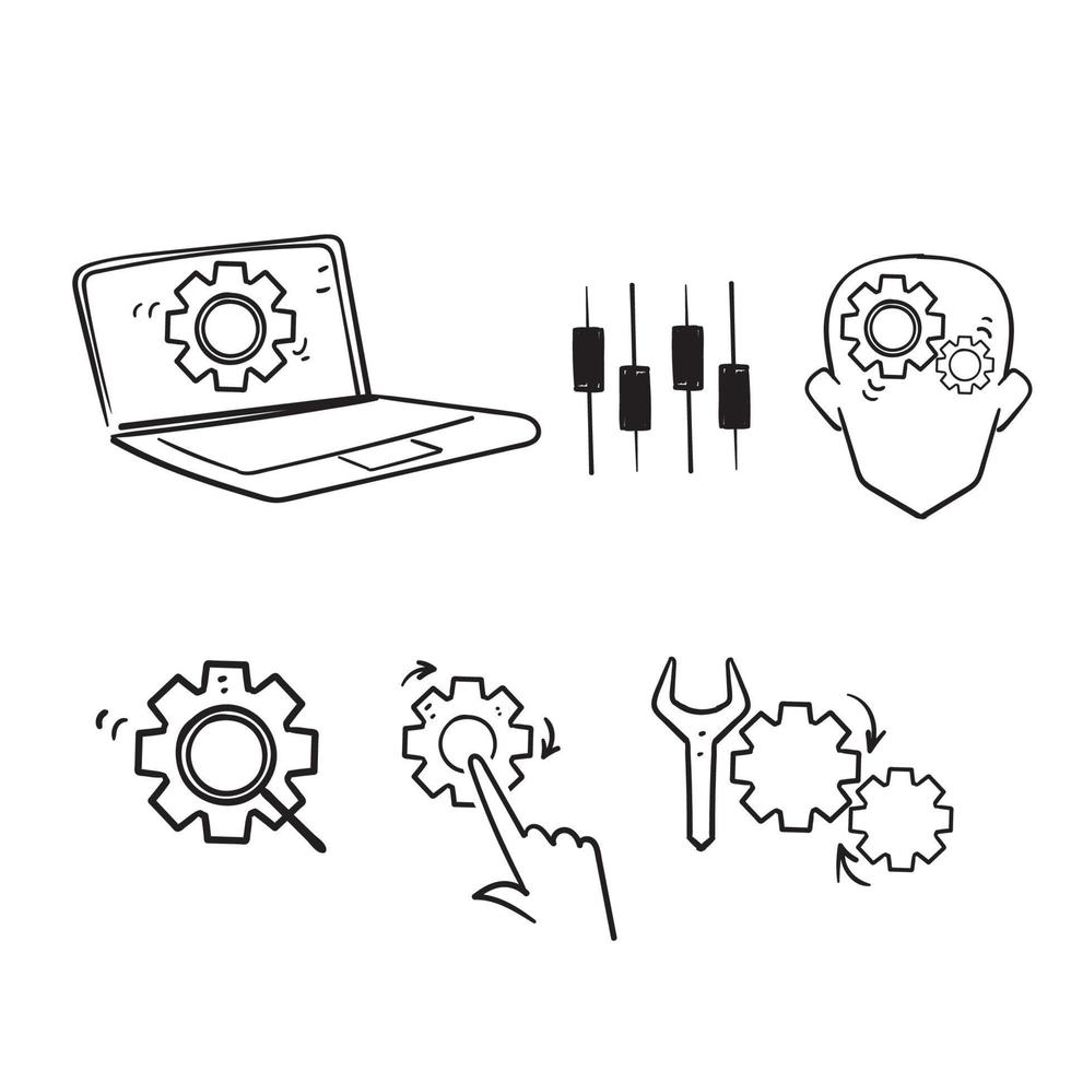 handgezeichnete Doodle-Einstellung und Option im Zusammenhang mit Illustrationsvektor isoliertes Symbol vektor