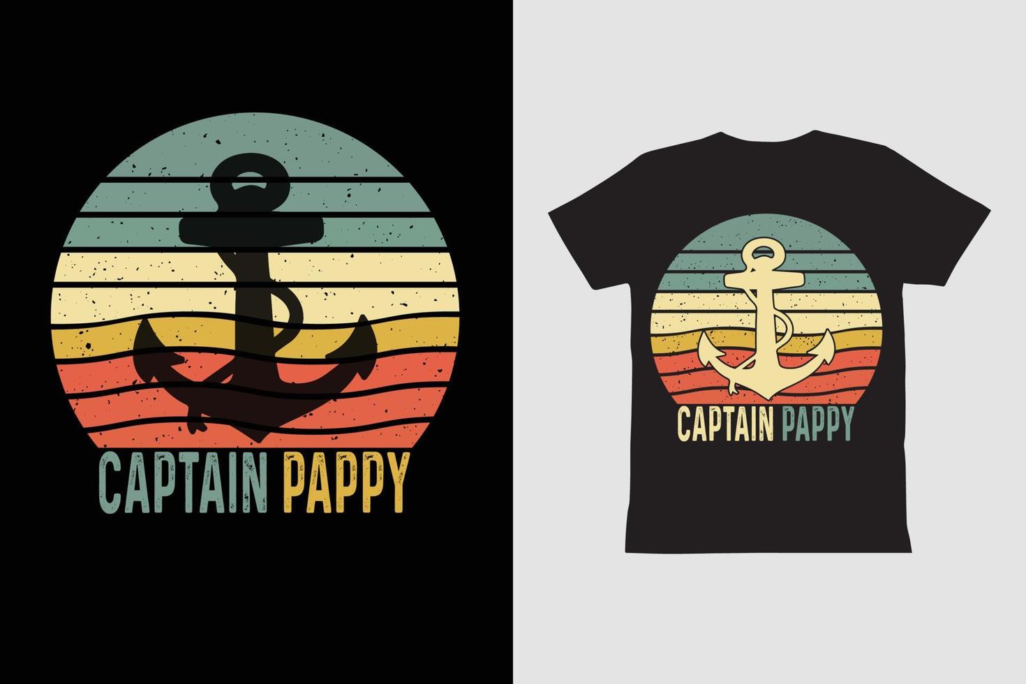 kapten pappy-pappa t-shirt design. vektor