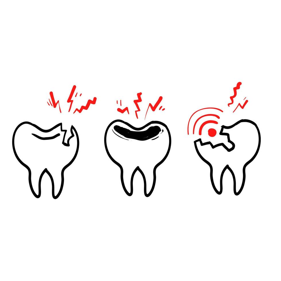 handritad doodle tandvärk illustration ikonen isolerade vektor