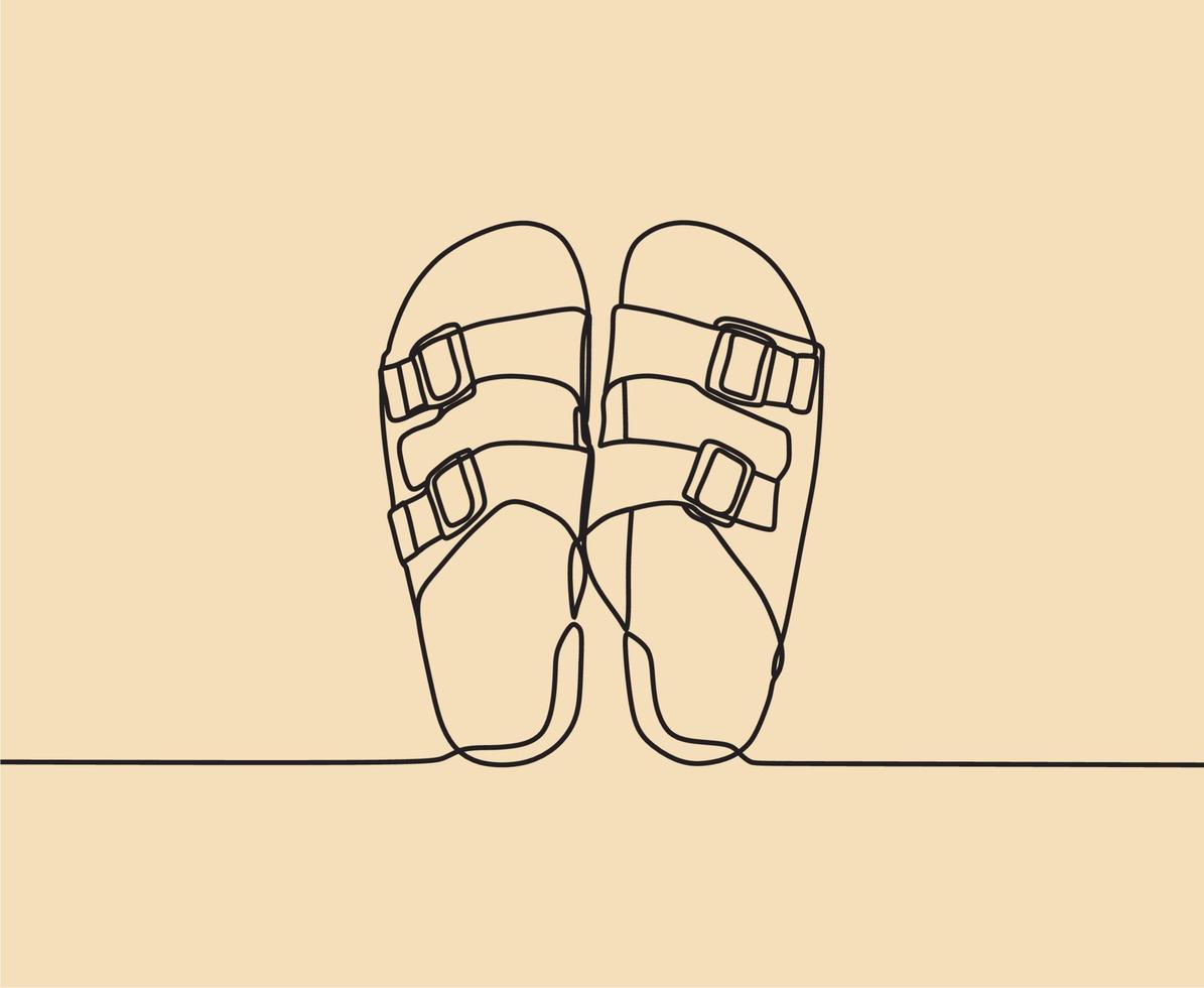 kontinuerlig linjeteckning på skor vektor