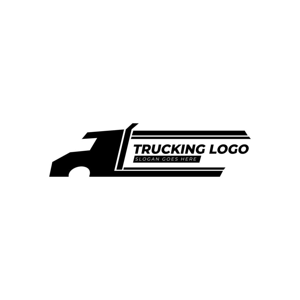logotyp mallar, symboler, ikoner för åkerier. logotyp i form av en lastbil med svart siluett vektor