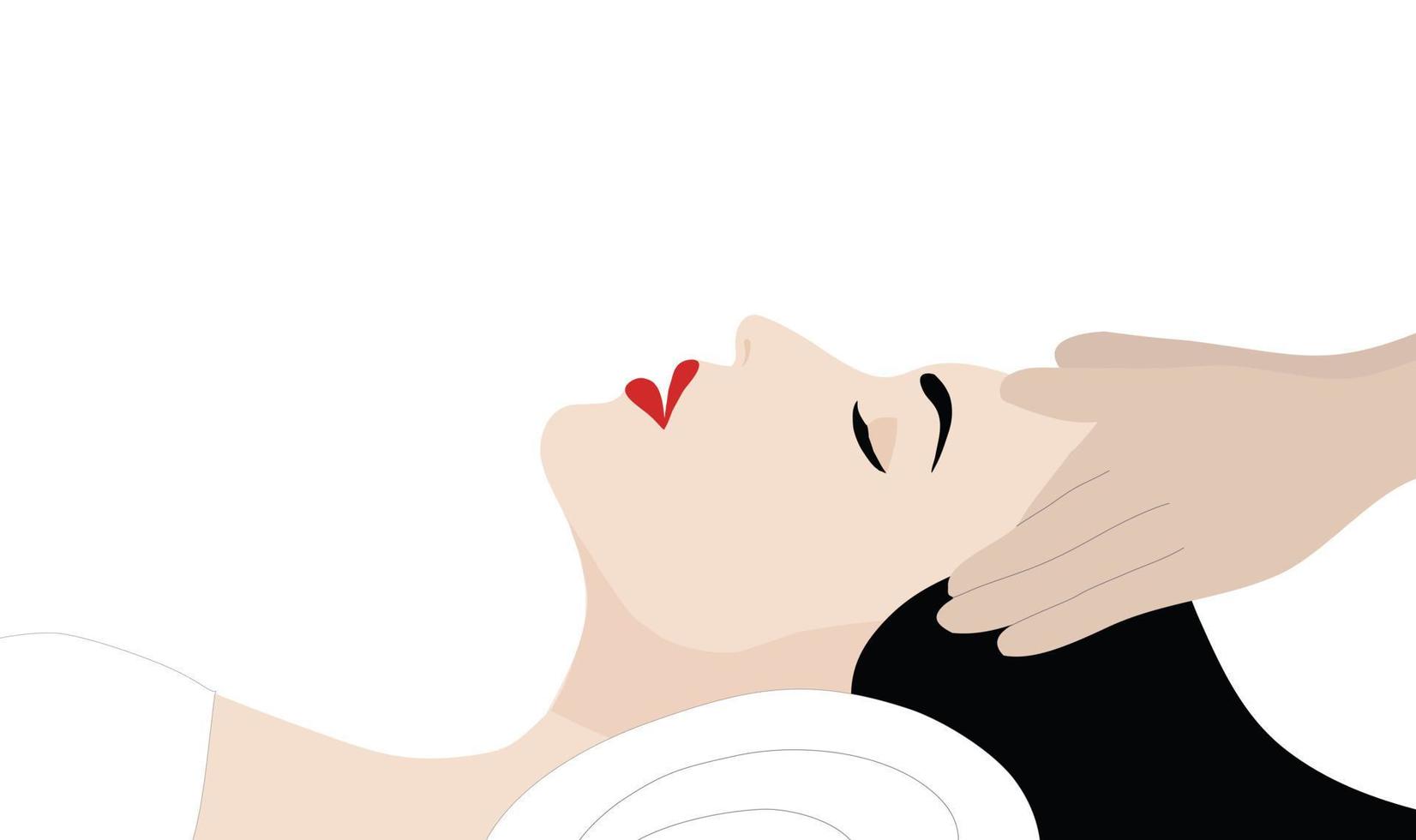 ansiktsbehandling spabehandling massage på vacker kvinna i skönhetsspa butik isolerad - vektorillustration vektor