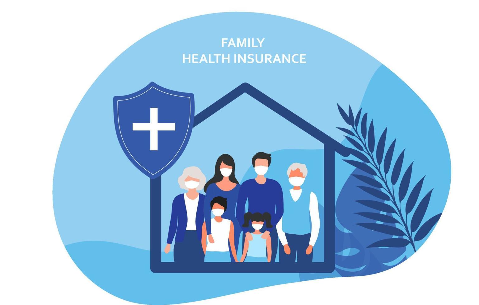 familjeliv och sjukförsäkring koncept, familj köpa försäkring för att skydda familjen vektorillustration. hälsovård, försäkring och vektor