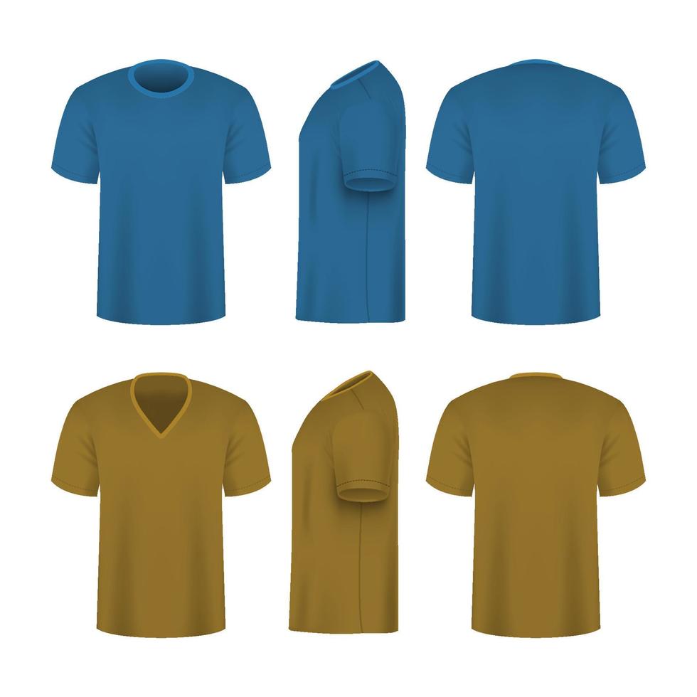 pastellfärgade t-shirtuppsättningar med vneck och enhalsad hals vektor
