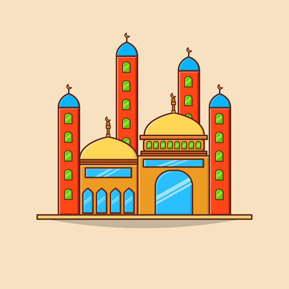 Vektor des flachen Designs der Moschee Ramadhan
