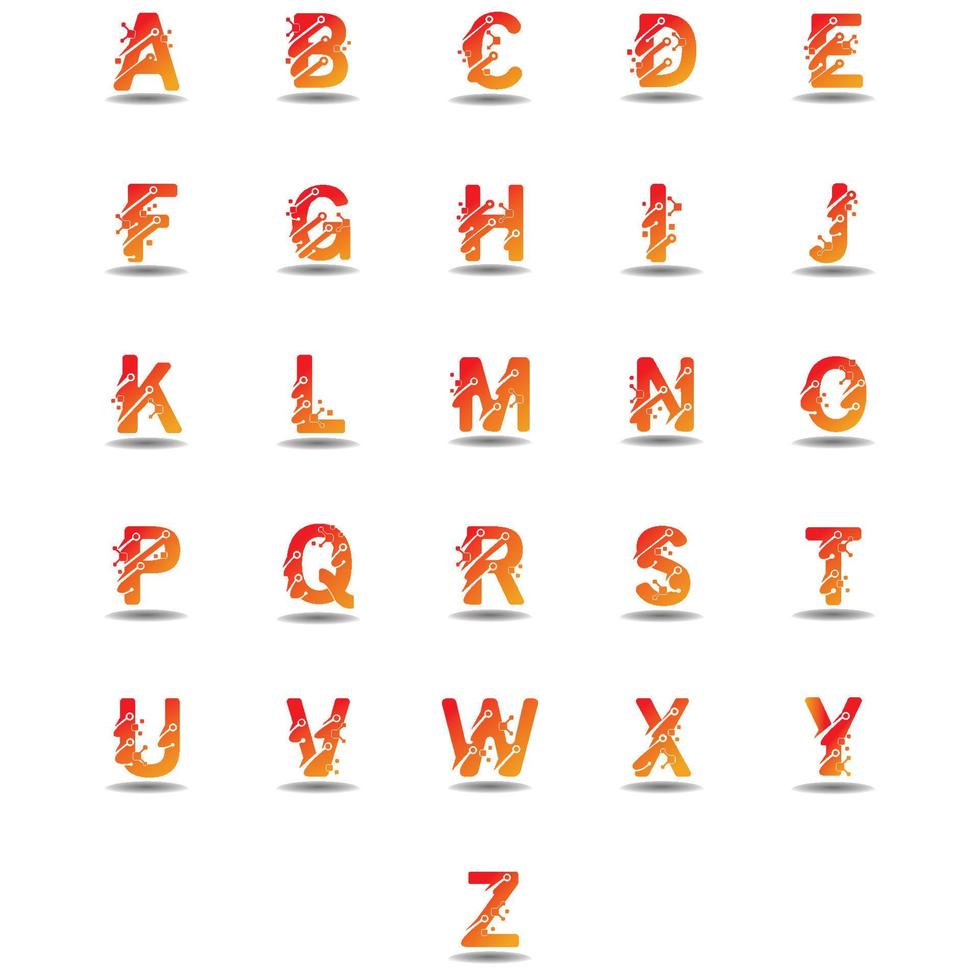 alfabetet bokstav med teknik logotyp design, kreativa koncept nätverk vektor
