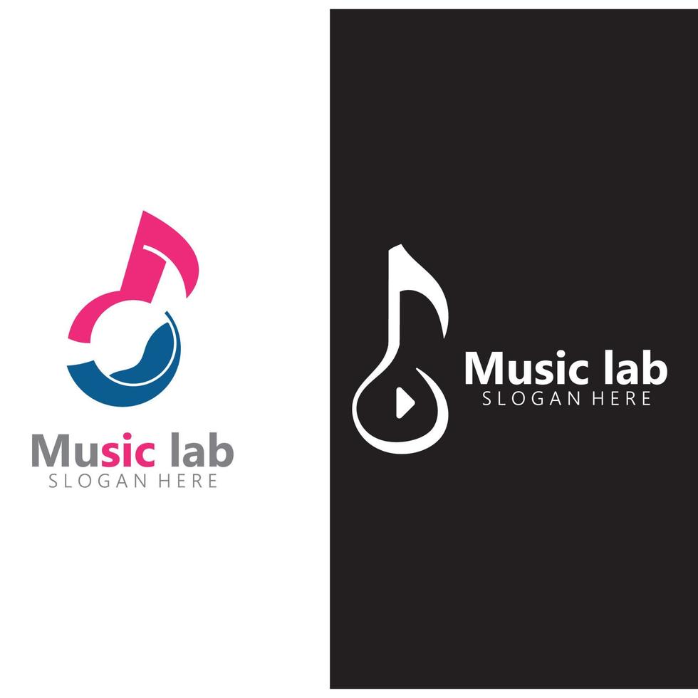 musik med labbvetenskap logotyp design koncept vektor. kemi vektor