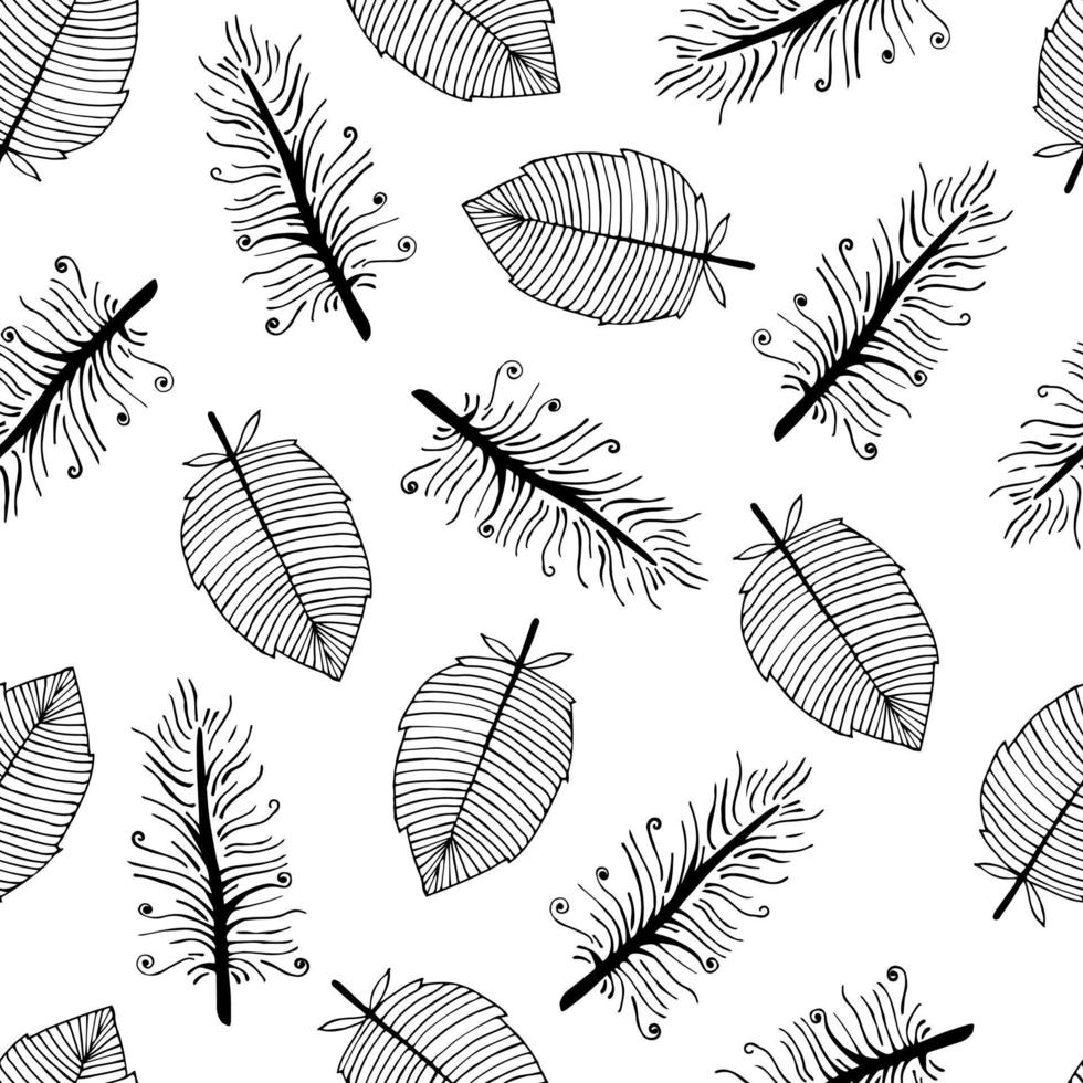 sömlösa vektormönster med grenar och blad av växter. abstrakta botaniska element på en vit bakgrund. monokrom botanisk prydnad för textilier, design, förpackningar. handritad svart doodle vektor