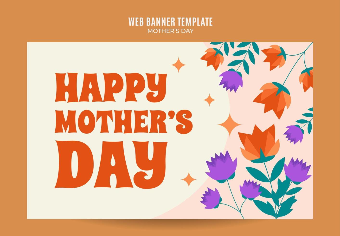 Happy Mother's Day Retro-Web-Banner für Social-Media-Poster, Banner, Weltraumbereich und Hintergrund vektor