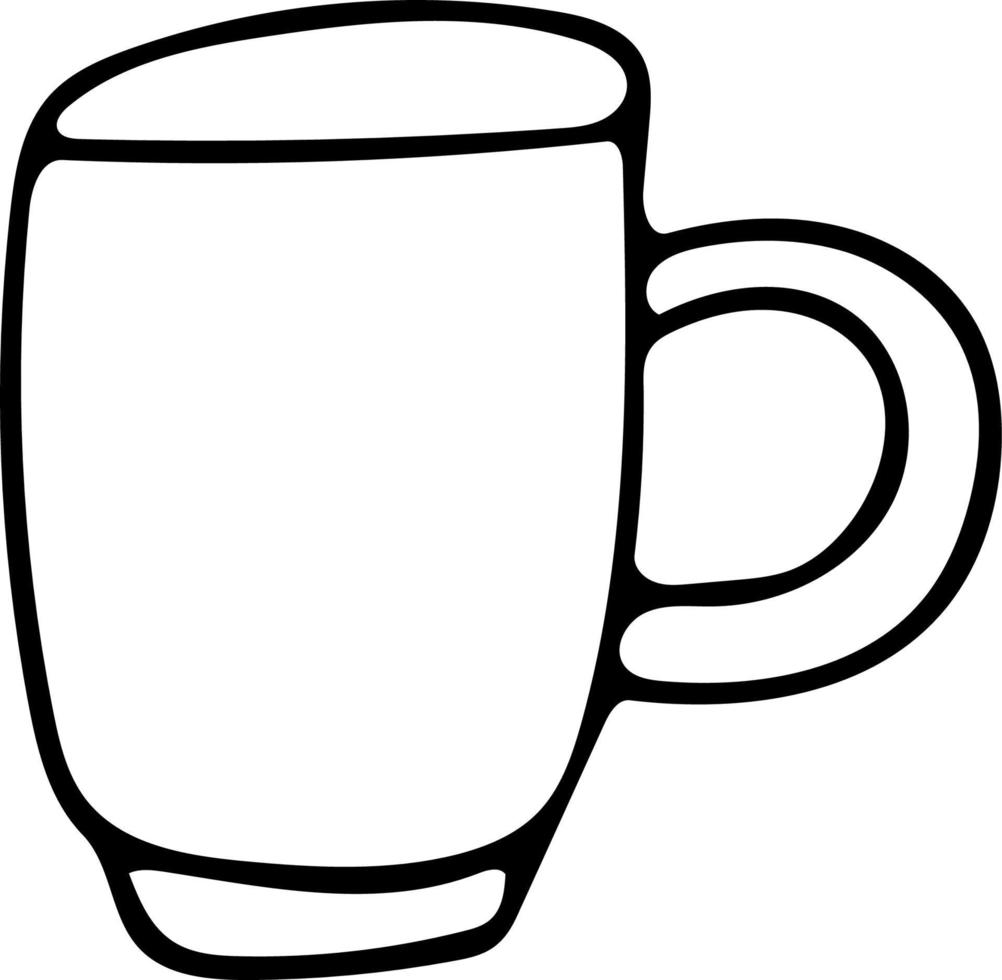 kopp hand dras i doodle stil. single element skandinavisk hygge mysig monokrom. te, kaffe, hem, dryck, café. designikon, kort, klistermärke affisch vektor