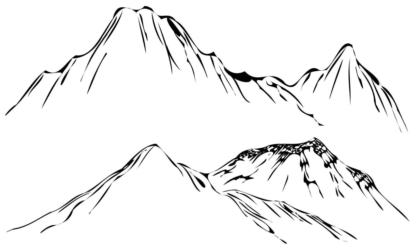 vintage berg schwarz-weiß, bergtal-ikonenlogo vektor