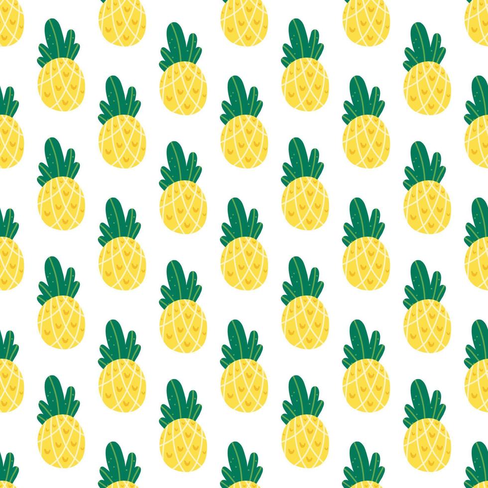 ananas sommar seamless mönster. vektor illustration för textilier och tapeter. tropisk frukttema för användning som tapet. doodle stil exotiska tropiska frukter