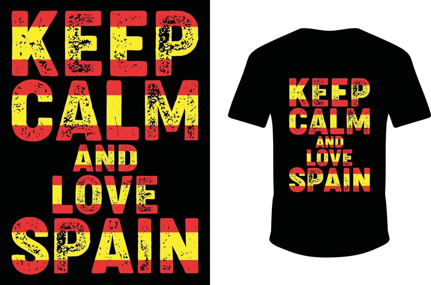 håll dig lugn och älska spanien. Spanien flagga t-shirt design vektor