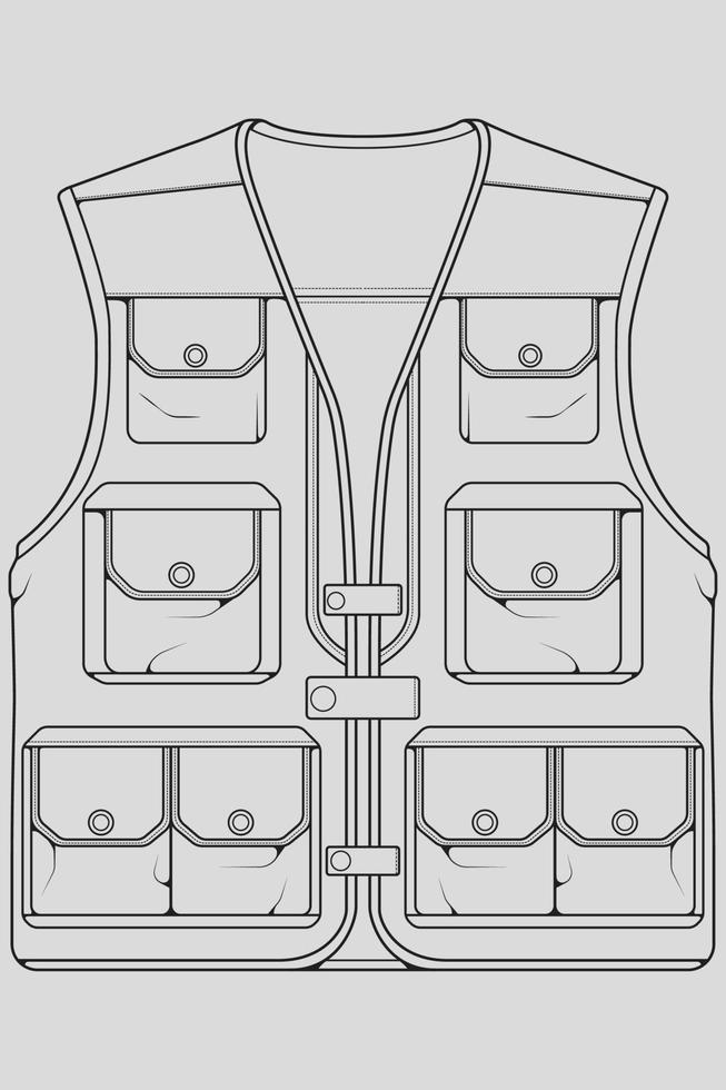 Brustwestentasche Umrisszeichnungsvektor, Brustwestentasche in einem Skizzenstil, Umriss der Turnschuhvorlage, Vektorillustration. vektor