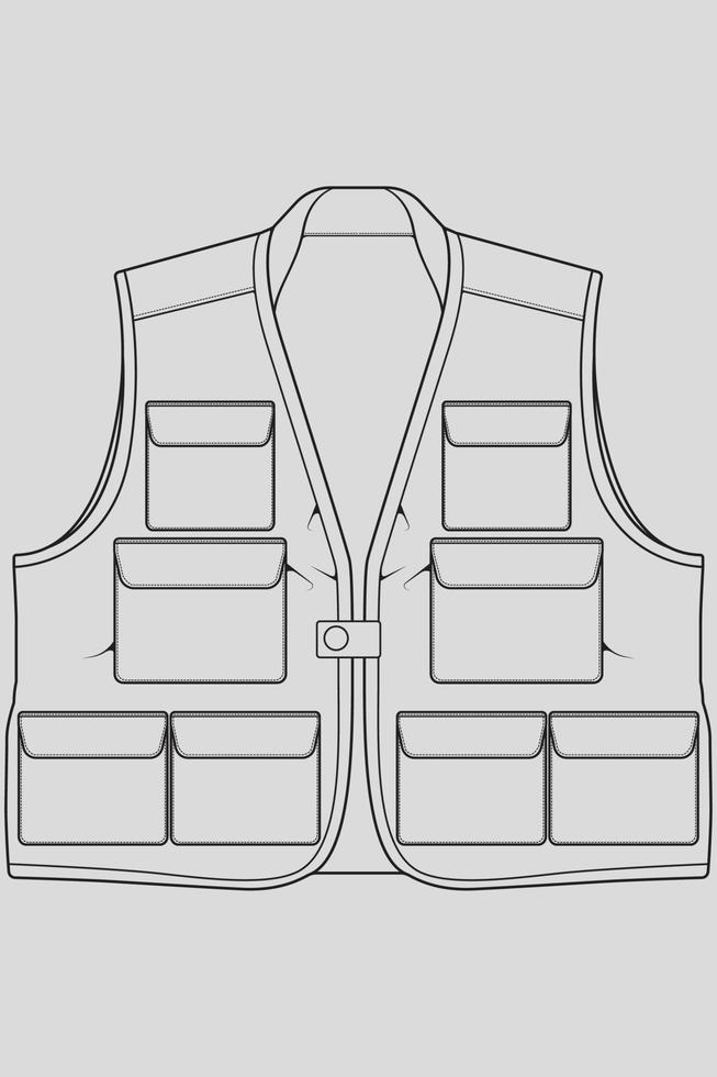bröstvästväska konturritning vektor, bröstvästväska i skissstil, kontur för träningsmall, vektorillustration. vektor