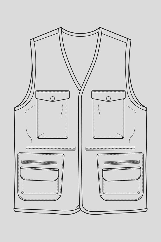 bröstvästväska konturritning vektor, bröstvästväska i skissstil, kontur för träningsmall, vektorillustration. vektor